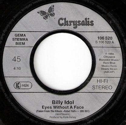 Billy Idol : Eyes Without A Face (7", Single)