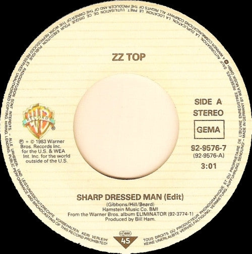 ZZ Top : Sharp Dressed Man (7", Single)