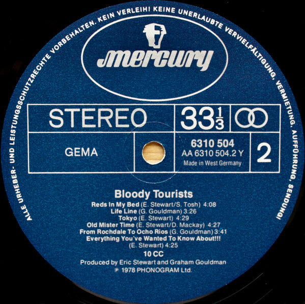 10cc : Bloody Tourists (LP, Album, Gat)
