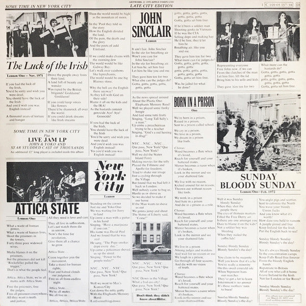 John & Yoko* / Plastic Ono Band* With Elephant's Memory* Plus Invisible Strings : Some Time In New York City (2xLP, Album, Gat)