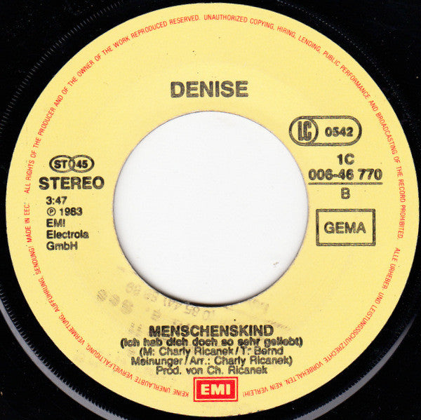 Denise (13) : Schenk Mir Keine Rosen (7", Single)