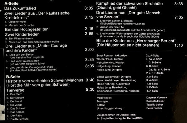 Sonja Kehler - Paul Dessau - Bertolt Brecht : Sonja Kehler Singt Brecht (LP, Album)