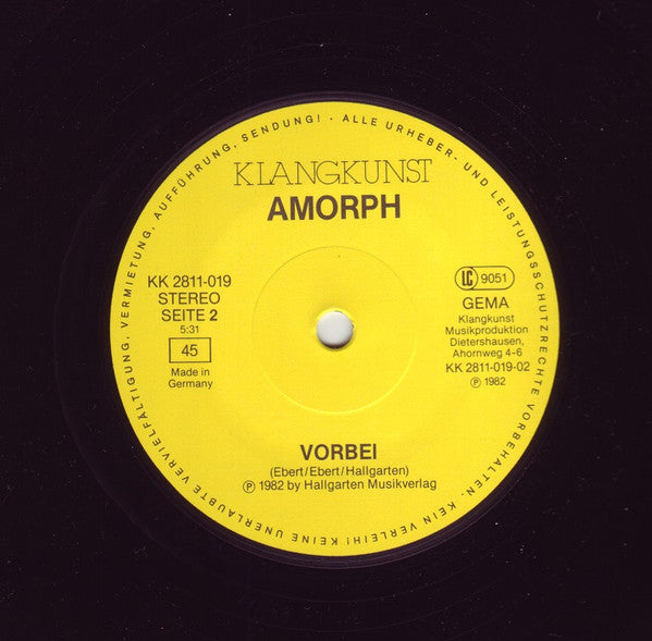 Amorph (3) : Für Dich / Vorbei (12", Maxi)