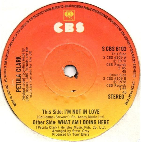 Petula Clark : I'm Not In Love (7")