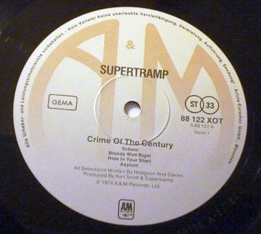 Supertramp : Crime Of The Century (LP, Album, RP, Int)
