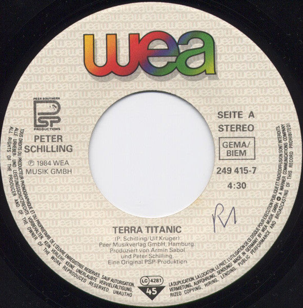 Peter Schilling : Terra Titanic (7", Single)