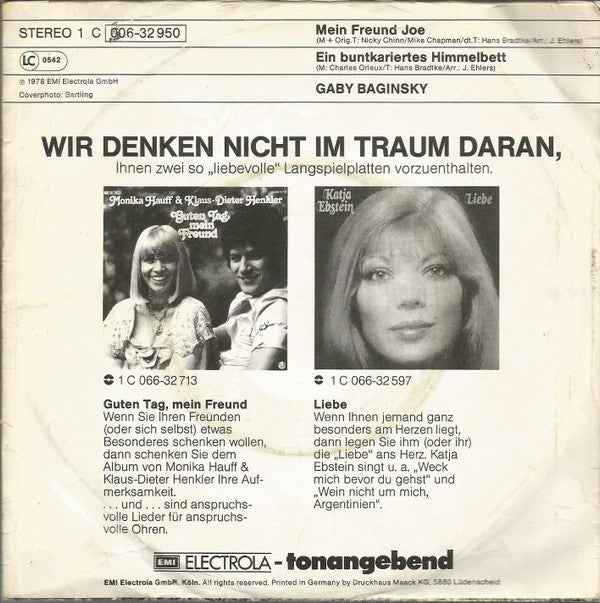 Gaby Baginsky : Mein Freund Joe (7", Single)