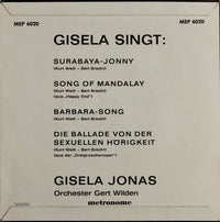 Gisela Jonas / Orchester Gert Wilden* : Gisela Singt Die Ballade Von Der Sexuellen Hörigkeit Und Andere Songs Von Kurt Weill Und Bert Brecht (7", EP)