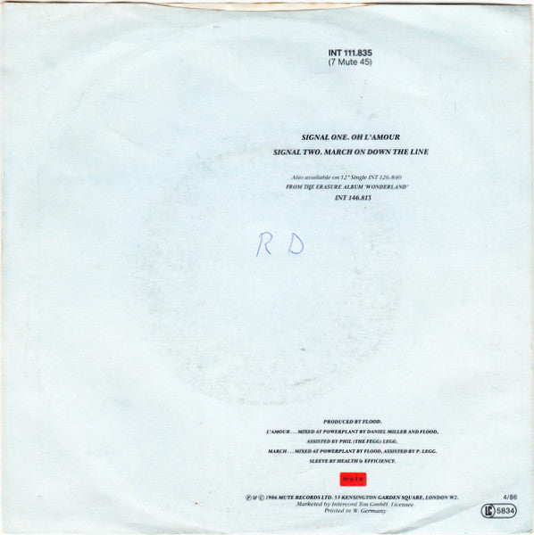 Erasure : Oh L'Amour (7", Single)