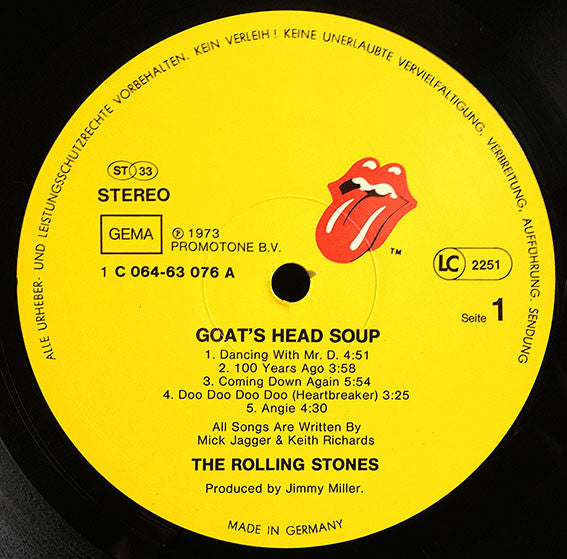 The Rolling Stones : Goats Head Soup (LP, Album, RP)