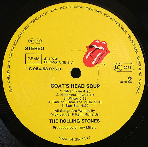 The Rolling Stones : Goats Head Soup (LP, Album, RP)