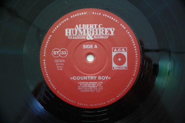 Albert C. Humphrey & His Backyard Bluesband : Country Boy (LP, Album)
