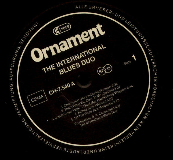 The International Blues Duo : The International Blues Duo (LP, Album)