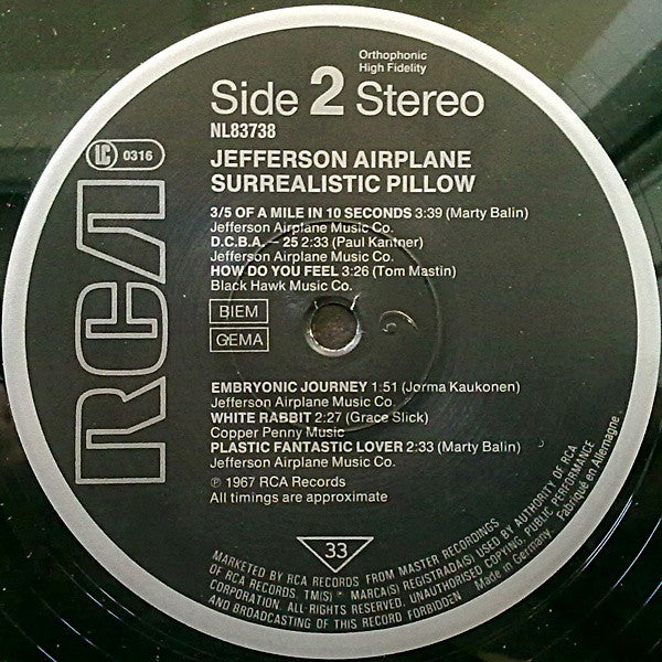 Jefferson Airplane : Surrealistic Pillow (LP, Album, RE)