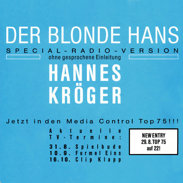 Hannes Kröger : Der Blonde Hans (Special-Radio-Version) (7", Single, Promo)