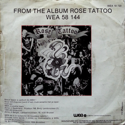 Rose Tattoo : Bad Boy For Love (7", Single)