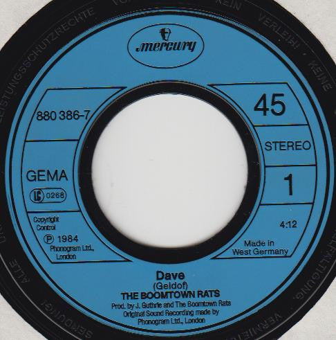 The Boomtown Rats : Dave (7")