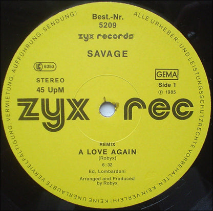 Savage : A Love Again (Special Remix) / Fugitive (12", Maxi)