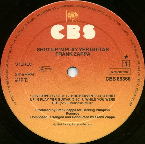 Frank Zappa : Shut Up 'N Play Yer Guitar (3xLP, Album, Ltd + Box)
