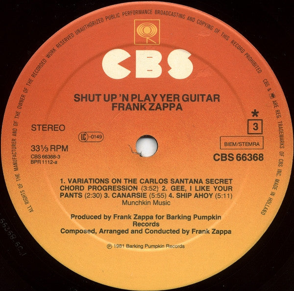 Frank Zappa : Shut Up 'N Play Yer Guitar (3xLP, Album, Ltd + Box)