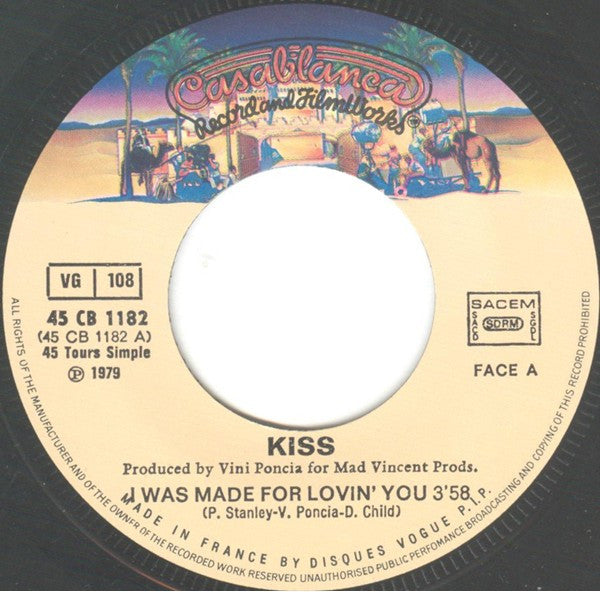Kiss : I Was Made For Lovin' You (7", Single, Tex)
