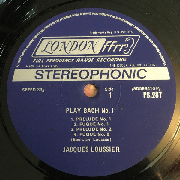 Jacques Loussier Trio : Play Bach Jazz Vol.1 (LP)