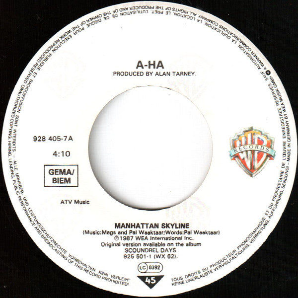 a-ha : Manhattan Skyline (7", Single)