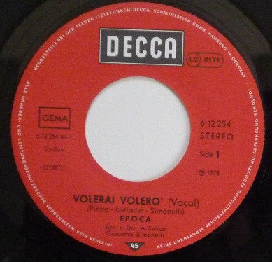 Epoca (2) : Volerai Volero' (7", Single)