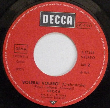 Epoca (2) : Volerai Volero' (7", Single)