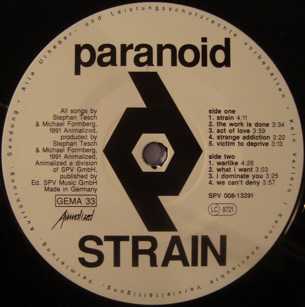 Paranoid (3) : Strain (LP, Album)