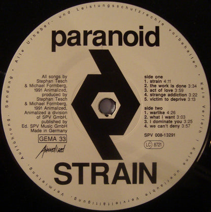 Paranoid (3) : Strain (LP, Album)