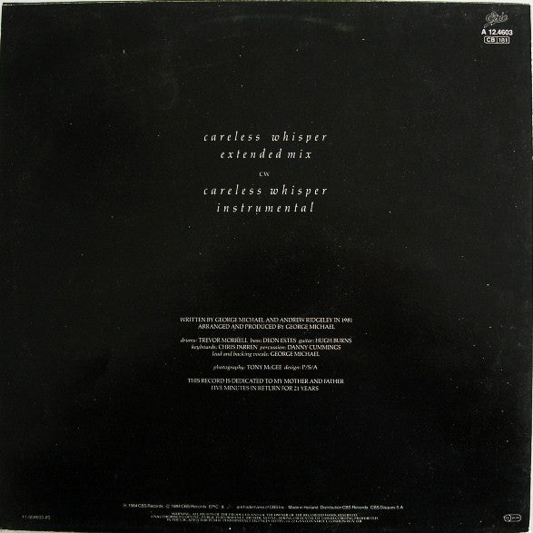 George Michael : Careless Whisper (Extended Mix) (12", Maxi)