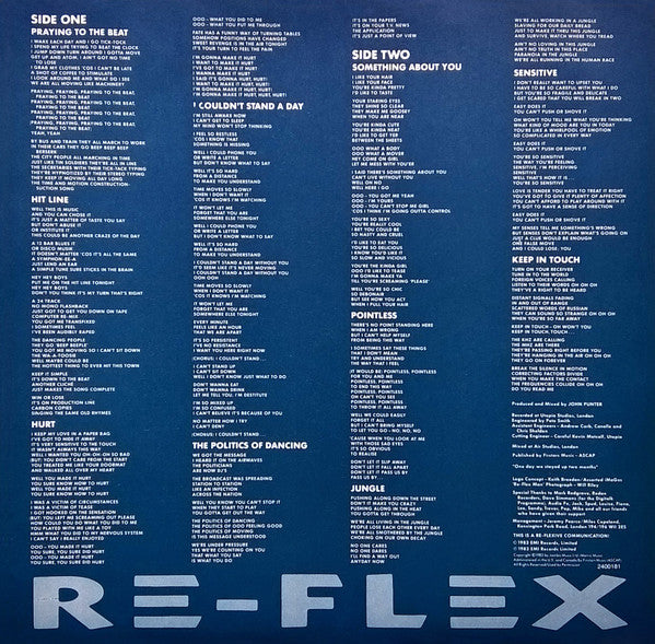 Re-Flex (2) : The Politics Of Dancing (LP, Album)