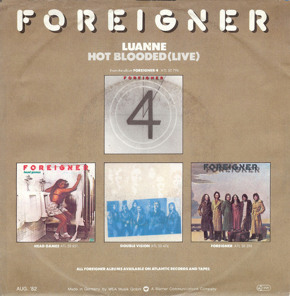 Foreigner : Luanne (7", Single)