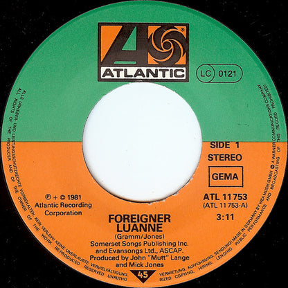 Foreigner : Luanne (7", Single)