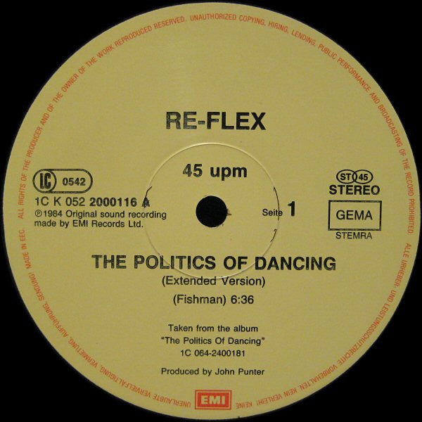 Re-Flex (2) : The Politics Of Dancing (Extended Mix) (12", Maxi)