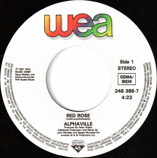 Alphaville : Red Rose (7", Single)