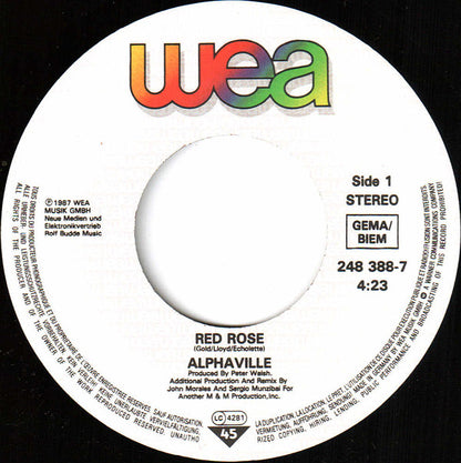 Alphaville : Red Rose (7", Single)
