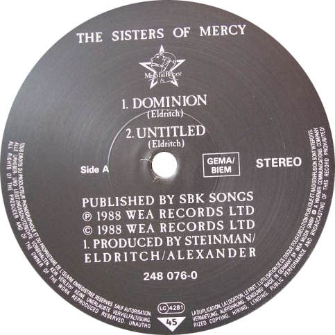The Sisters Of Mercy : Dominion (12")