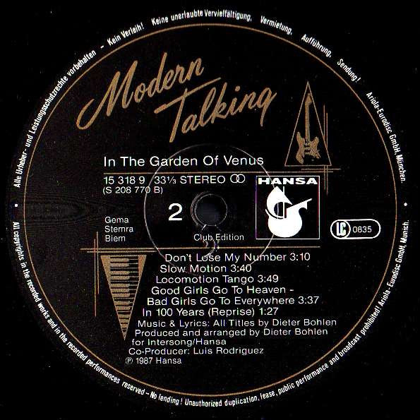 Modern Talking : In The Garden Of Venus (LP, Album, Club)