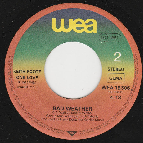 Keith Foote One Love : Don't Stop The Reggae (7", Single)