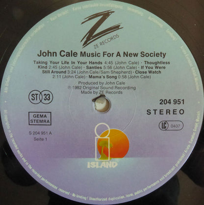 John Cale : Music For A New Society (LP, Album, RE)