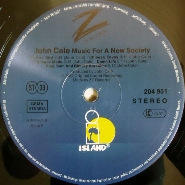 John Cale : Music For A New Society (LP, Album, RE)