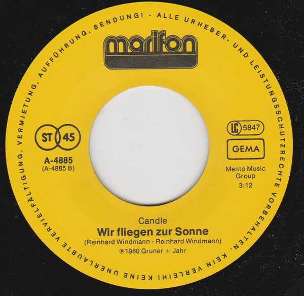Balance (35) / Candle (10) : Sunbabe / Wir Fliegen Zur Sonne (7", Single)
