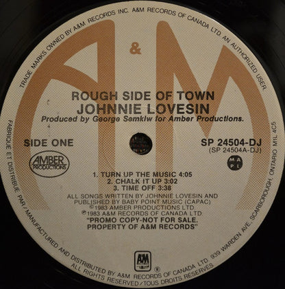 Johnnie Lovesin* : Rough Side Of Town (LP, Album, Promo)