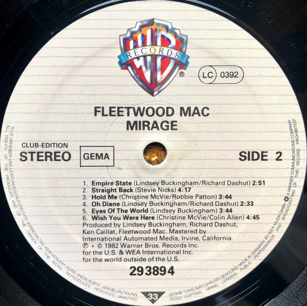 Fleetwood Mac : Mirage (LP, Album, Club)