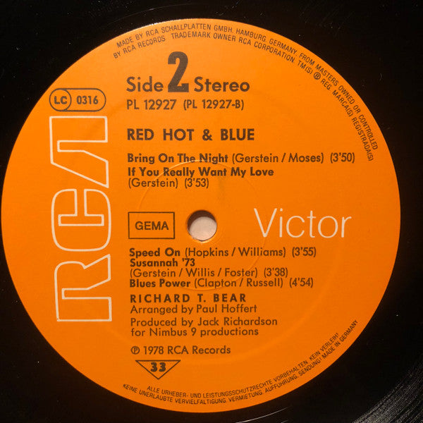 Richard T. Bear : Red, Hot & Blue (LP, Album)