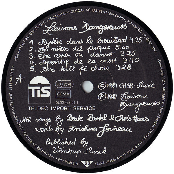Liaisons Dangereuses : Liaisons Dangereuses (LP, Album)