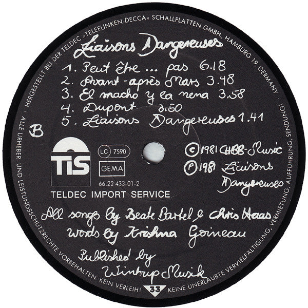 Liaisons Dangereuses : Liaisons Dangereuses (LP, Album)