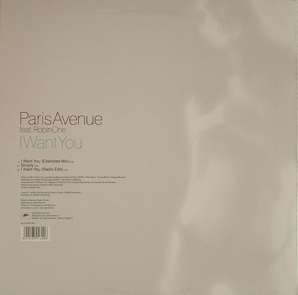 Paris Avenue Feat. Robin One : I Want You (12")